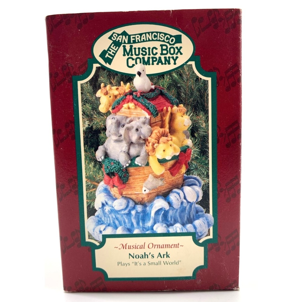 1996 San Francisco Music Box Co Noah's Ark Musical Christmas Ornament Its A Smal